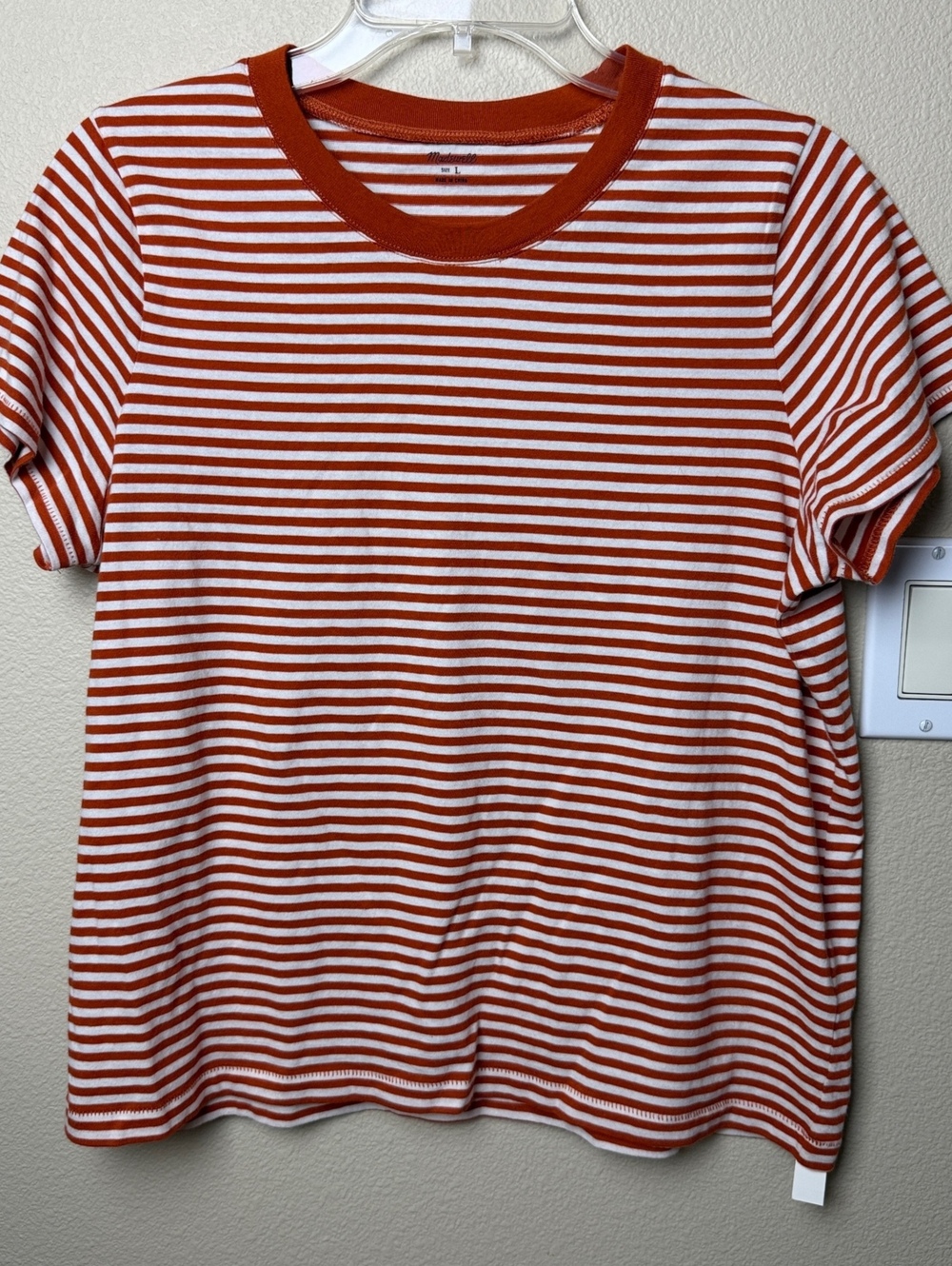 Madewell Orange Stripe Crew Neck Vintage Tee